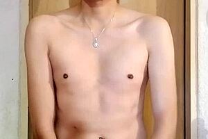 Skinny chacal strokes monster cock in hot solo jerk