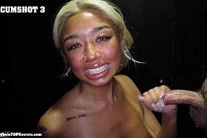 Gia returns to gloryhole for third cumshot facial and mouth swallow pounding