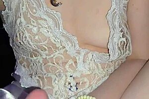 Skinny pierced milf jerks cock then licks up every sticky drop homemade