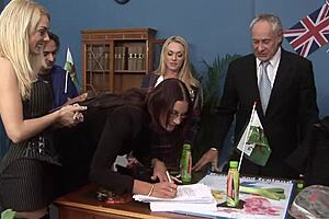 stacey saran and emma butt's huge tits bounce in a steamy mmff anal foursome