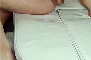 Wet girl hard fucks massage chair buttplug orgasms