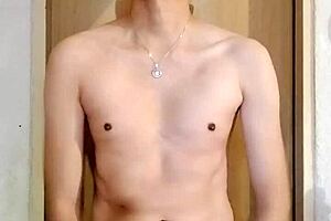 Skinny chacal strokes monster cock in hot solo jerk