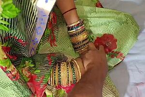 Innocent bride turns into horny slut bent over for dirty talk pussy licking at wedding