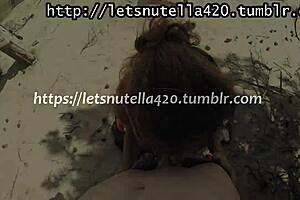 amateur couple teases with bent over doggystyle outdoors publicly