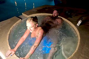 blonde wife cheats wildly in hot tub with deliah grace