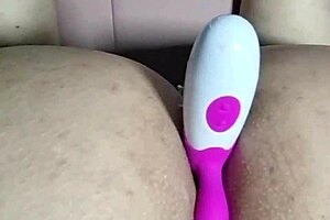 chubby mature woman rams medium vibrator into tight asshole for anal orgasm
