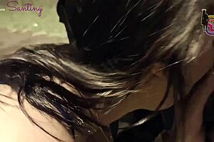 Commissioner's wife secretly slurps monster black cock outdoors in Goiania street