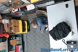 naughty petite blonde shoplifter caught and covered in hot cum