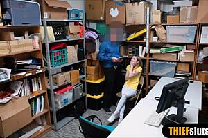 hey petite russian thief gets humiliated by officer in office blowjob time 😏👮 petite tits out