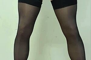 Watch this big cock tgirl explode cum in pantyhose compilation