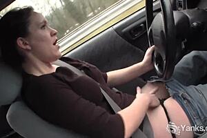 Sexy Lou LeBonne Fingers Shaved Pussy to Car Orgasm High Definition