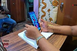 Horny Indian Milf Teacher Facefucked Hard on Classroom Desk by Student