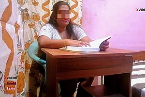 Horny Indian Milf Teacher Facefucked Hard on Classroom Desk by Student