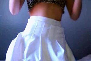 bonneyuwu masturbates wet pussy in tight white skirt top