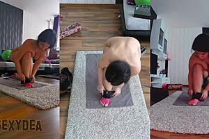 multi cam glimpse of smooth naked gym routine unfolds sensually