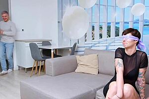 husband watches wife take triple pounding with huge asses double penetration