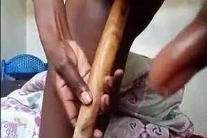 i drenched kitchen playing cooking stick in my wet pussy