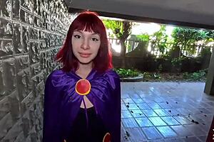 raven's petite body trick or treats with monster cock cosplay