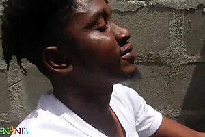 Chubby ebony bent over fucked outdoors in abandoned building