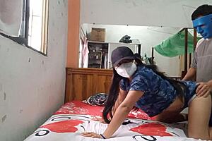 Milf obeys commands in dark home fantasy play.