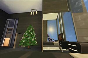 Shemales and lesbians dive into intense fucking session on Christmas morning with hardcore passion.