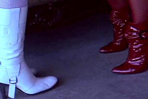 Blonde milf and brunette friend lick cunts facesit scissor passionately in stockings strapon play 👅💋.