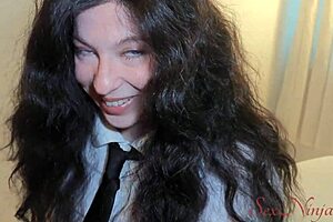 Quick creampie fuck with submissive 18yo brunette before parents home doggystyle big ass pounding.