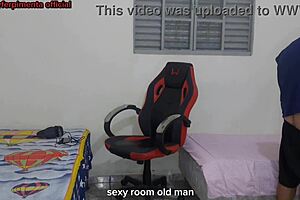 curvy latina changes near guy then moans riding his cock bent over gamer chair