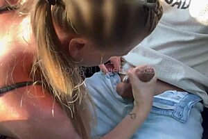 French Slut Deepthroats Taxi Driver and Swallows Load Publicly