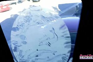 SKINNY BIG TITTED BRUNETTE RAVEN LANE STRIPS RIPS CLOTHES MASTURBATES IN RV PUSSY PLAY