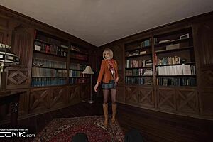 Ashley Graham rips tights for intense vr cosplay pounding in resident evil parody