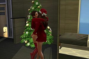 Shemales and lesbians dive into intense fucking session on Christmas morning with hardcore passion.