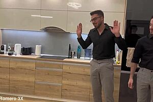 damn bad luck for her against three guys in rough anal orgy with cumshots everywhere