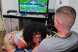 Sofie Lollipop sucks Carmona's cock after game loss