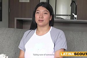 latina teen with huge boobs faces intense upside down session