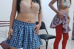 brunette performs sexy erotic dance shaking ass in hot exhibition tease