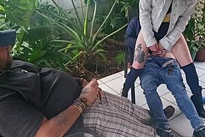 cuckold friend pounds my wife cowgirl while i jerk and cum on them!