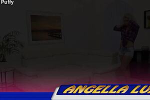 Wetandpuffy blonde bombshell quivers in orgasm with glass dildo