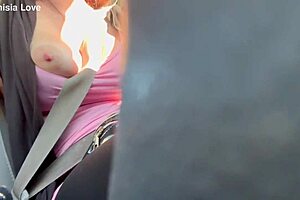 Horny Italian Milf Artemisia Love Flashes Massive Boobs on Wild Car Ride