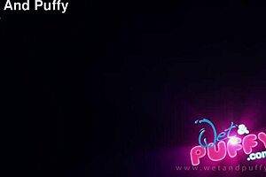 Wetandpuffy blonde bombshell quivers in orgasm with glass dildo