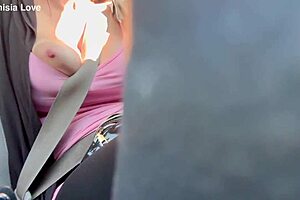Horny Italian Milf Artemisia Love Flashes Massive Boobs on Wild Car Ride