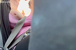 Horny Italian Milf Artemisia Love Flashes Massive Boobs on Wild Car Ride