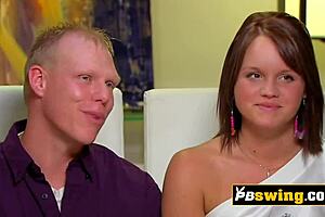 Brunette Hottie Rides Multiple Cocks in Swinger Orgy