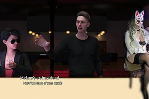 7 busty milf chokes deep on monster dildo in golden boy cosplay