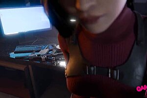ada wong teases leon with close-up monster handjob animation