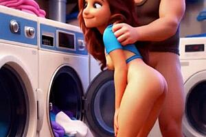 milf bends over laundry room for intense anal pounding session