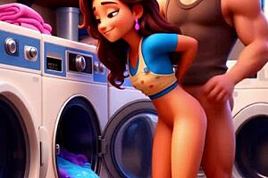 milf bends over laundry room for intense anal pounding session