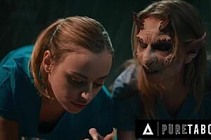 pure taboo three titted demon ashley lane breastfeeds nurse anna claire clouds in creepy 3way