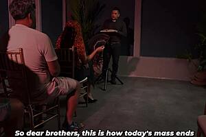 the priest can't resist fucking nympho slut celeste alba's huge tits and ass