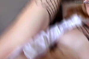 Slutty 19yo blonde rims and fucks rough for two older studs